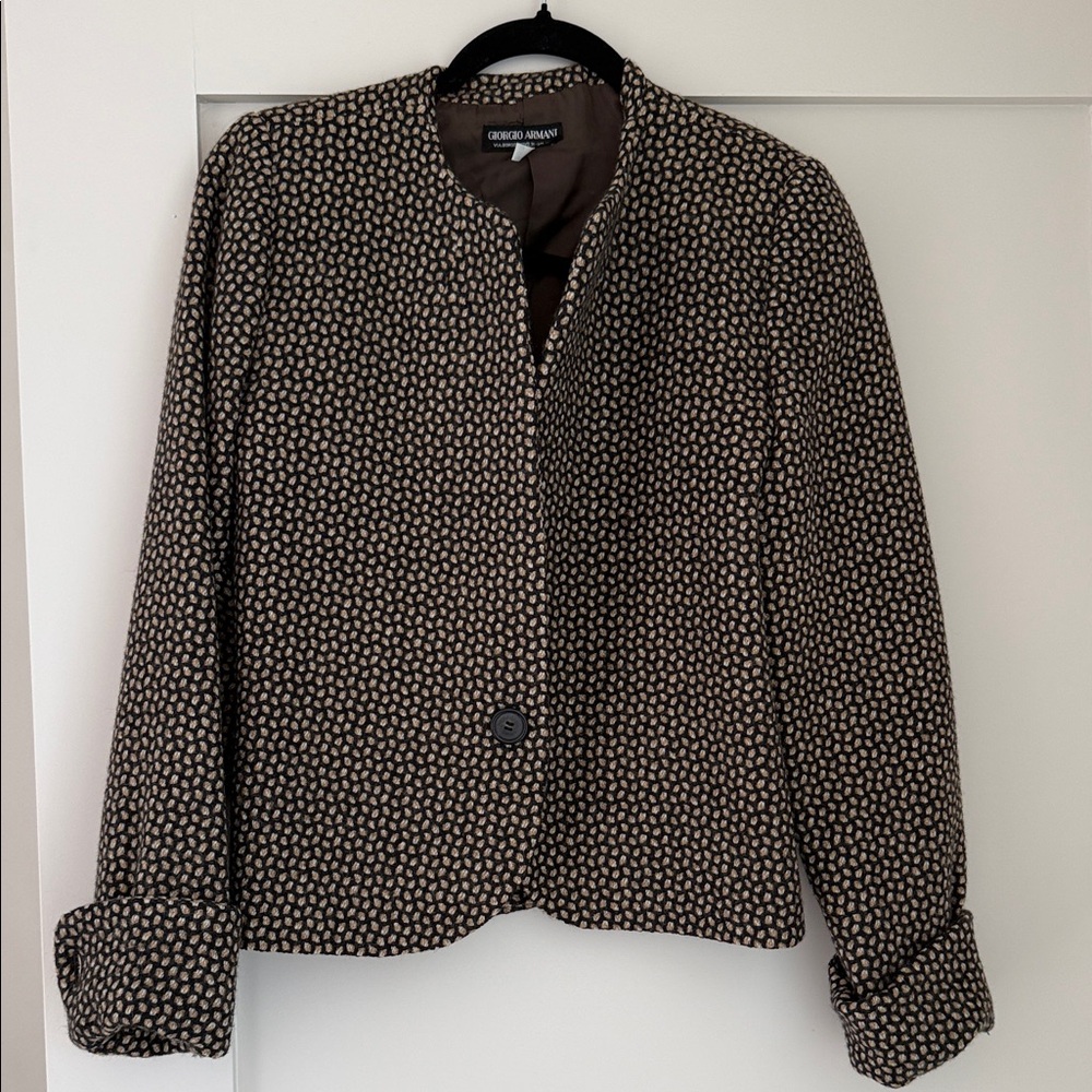 Vintage Giorgio Armani Black and Cream Textured Blazer